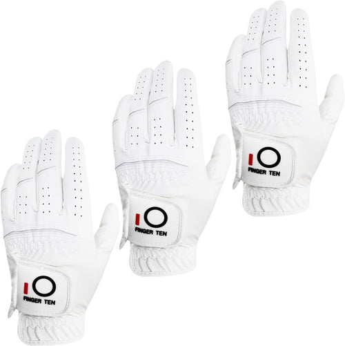 All Weather Grip Golf Gloves Men Value 3 Pack for Right Handed Golfer, Hot Wet Rain Grip & Comfort Soft Glove for Premium Performance, Colors White Black Blue Sizes S M L XL